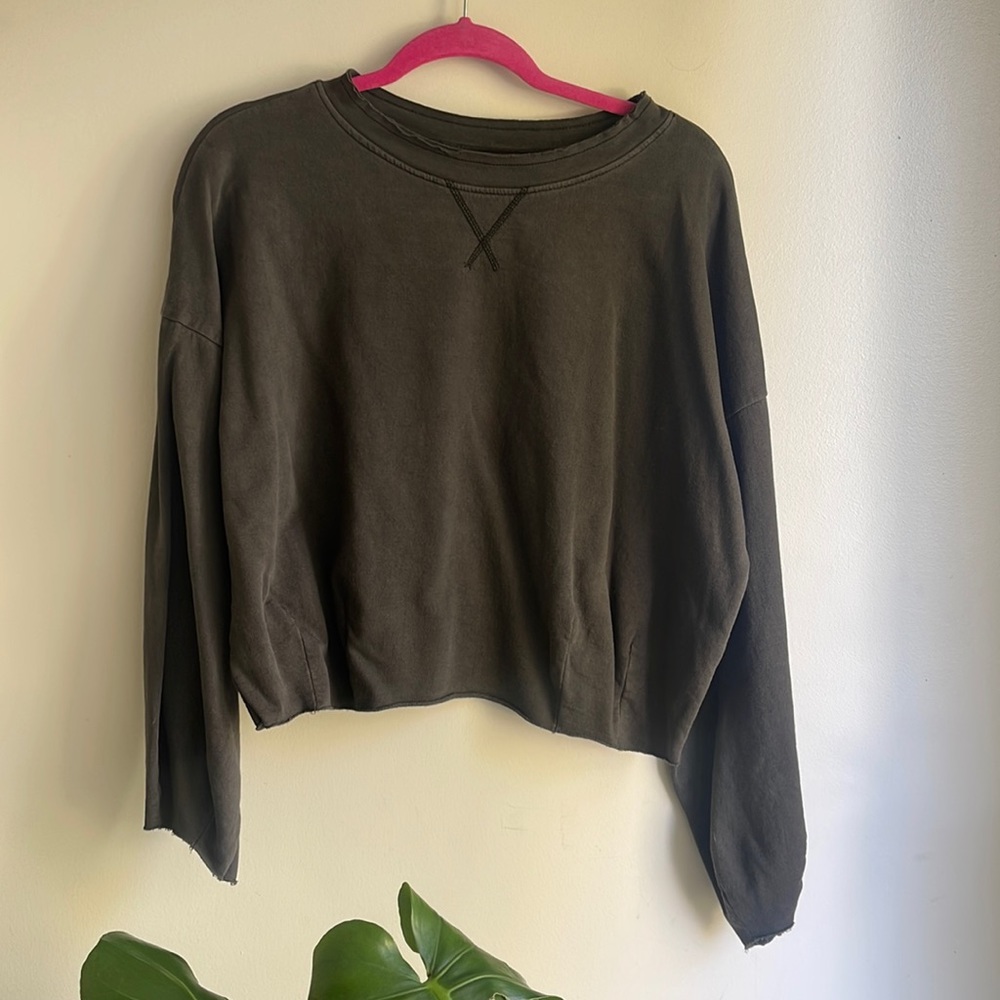 Out from under urban outfitters distressed light pullover crew neck hoodie